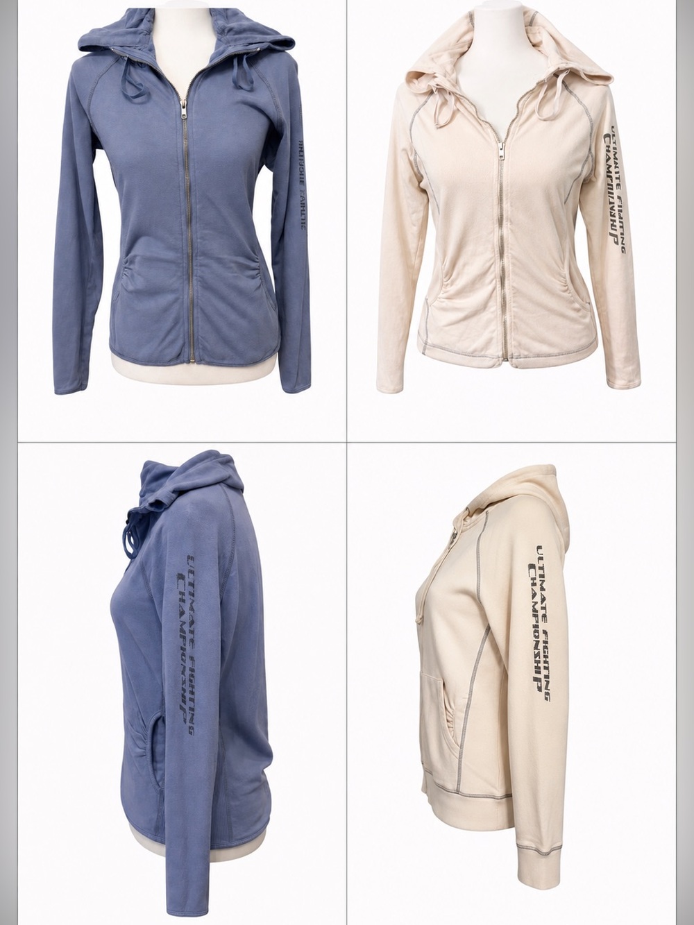 Official UFC Championship Women's Zip Hoodie in Blue and Cream Small and Medium
